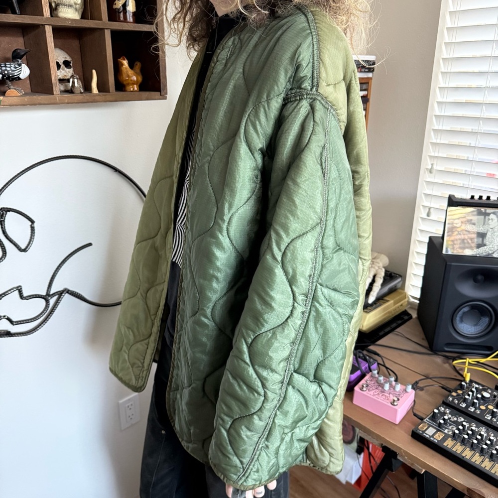 💀 SOLD 💀 Vintage 80s Military Green M-65 Extreme Cold Weather Parka Liner ~ M - Picture 4 of 8